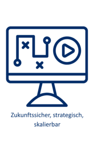 Auf einem Computerbildschirm ist ein Weg mit mehreren Abzweigungen zu sehen. Daneben steht ein Play-Button. Unter dem Bild steht: